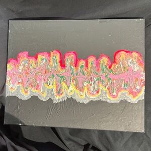 Vibrant Abstract Canvas with Pink and Yellow Accents